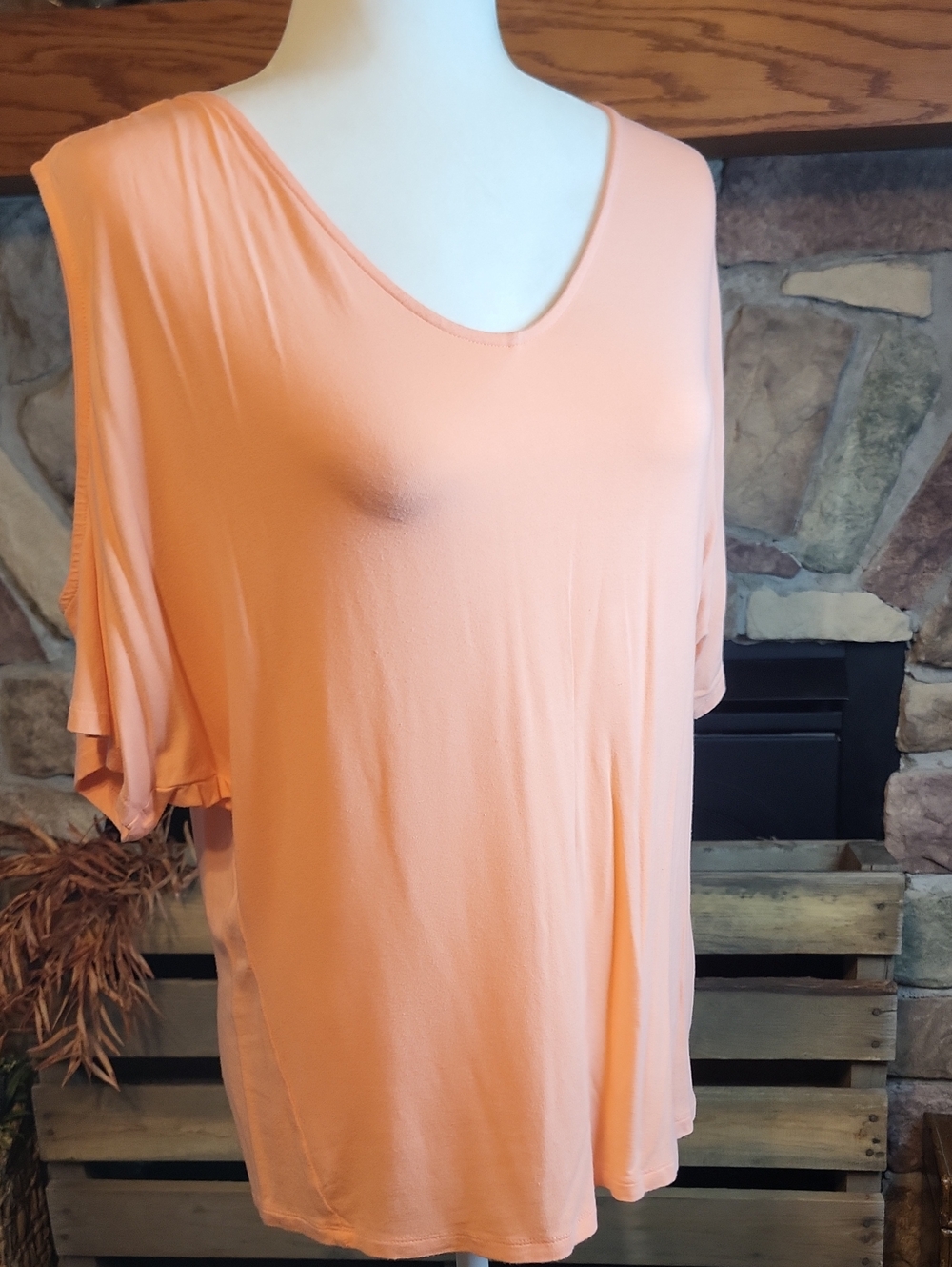 VENUS Peach Cold Shoulder Top